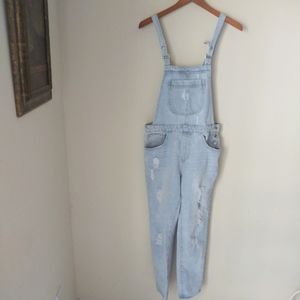 Forever 21 denim distressed overalls Size 28